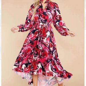 CROSBY by Mollie Burch Pink Marble Design Midi Dress